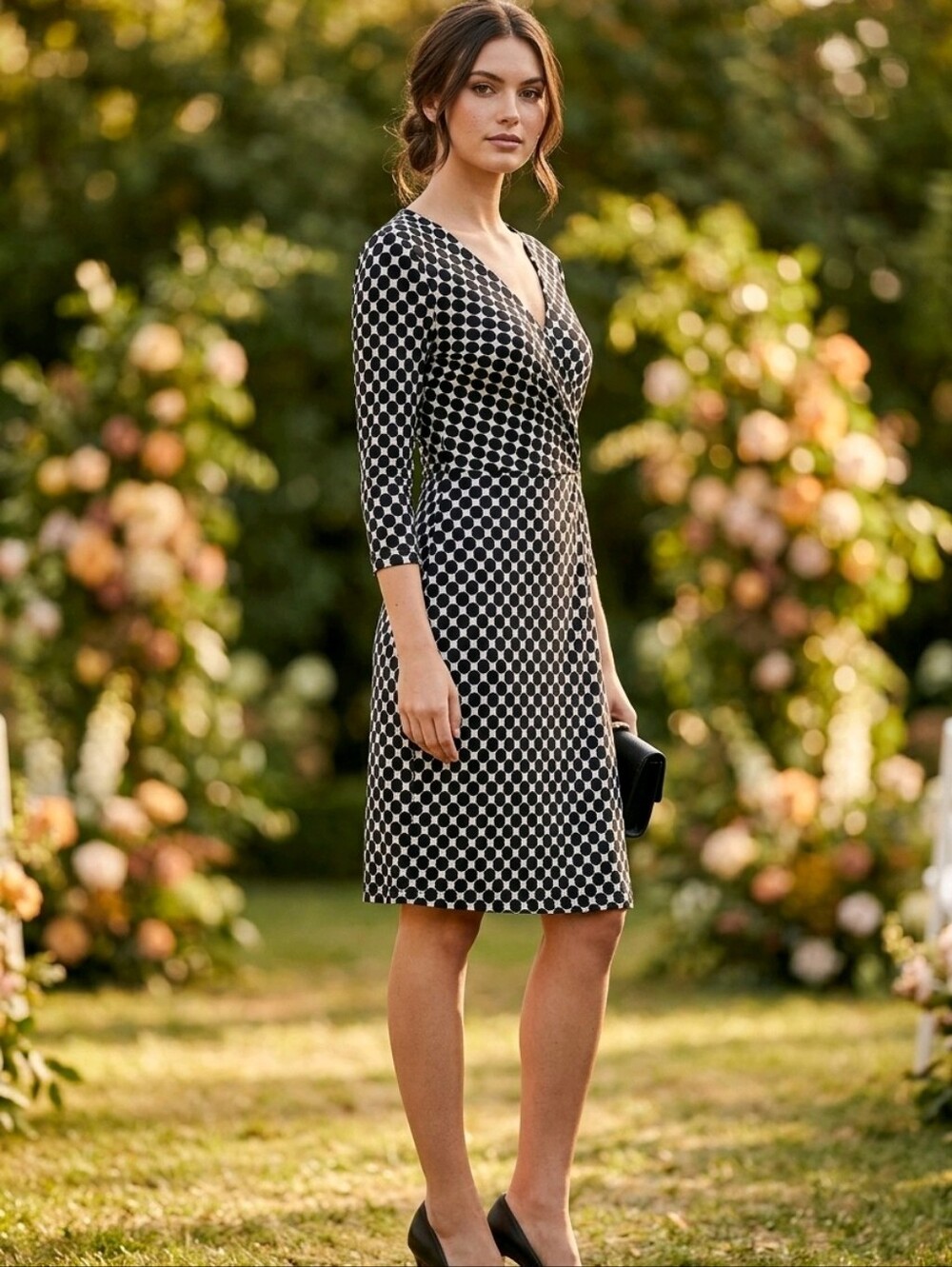 Gilli Stitch Fix Black White Geo Print Midi Dress. Size L